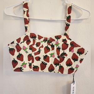 Cider Strawberry Corset Top Crop Top Cotton